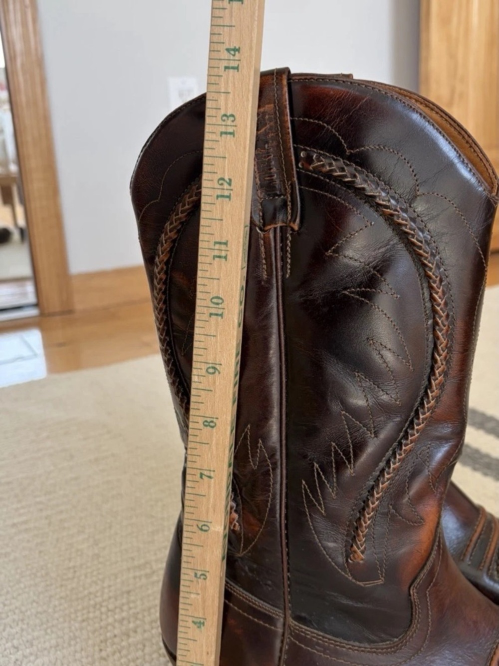 VTG Loblan Hand Made Brown Leather Cowboy Boots WesternWear Dress MEN’s 11 EU 45 - Picture 7 of 9